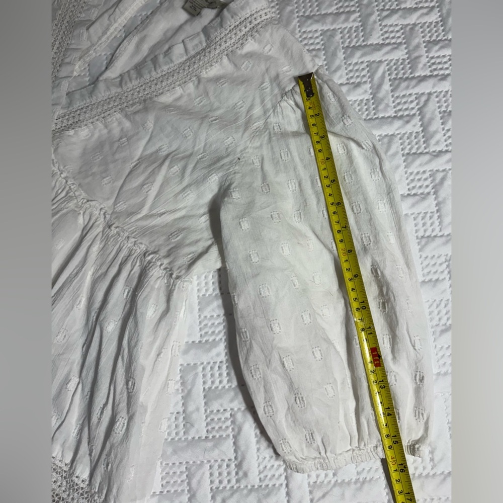 Charlie Paige White V-Neck Peasant Blouse 100% Cotton Lady Woman Size XL - Picture 8 of 11